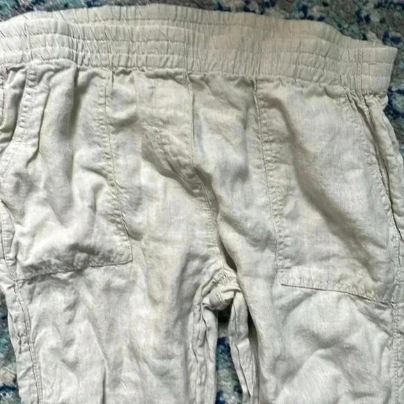 Chicos oatmeal linen pants elastic waist zero - Picture 2 of 5
